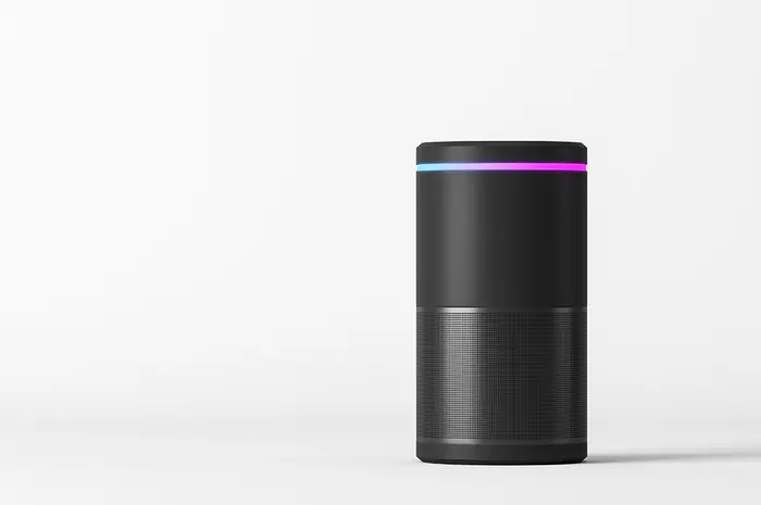 A black smart speaker 