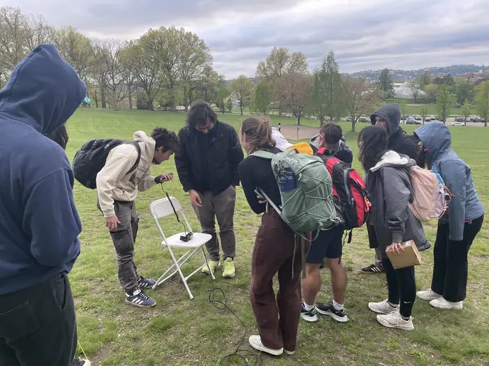 students working outdoors