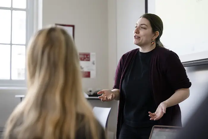 Nicole Tanquary presents to students