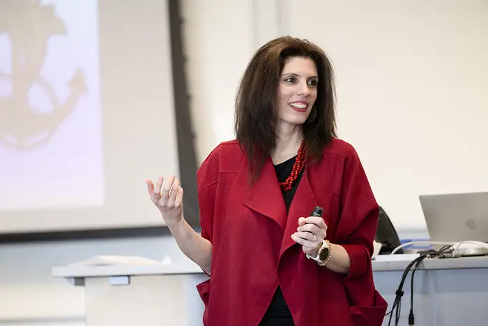 Maria Tomprou presenting