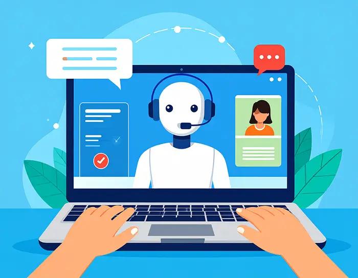 Person talking to a AI chatbot on a computer