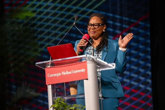 Wanda Heading-Grant, Vice Provost for Community, Culture and Engagement welcomes first-year students during the annual Community Day welcome event.