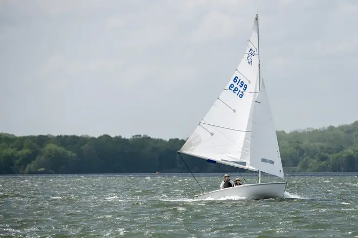 Tuomas Sandholm and his daughter Annika on a sailboat. 