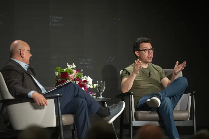 Luis von Ahn speaks with Farnam Jahanian. 