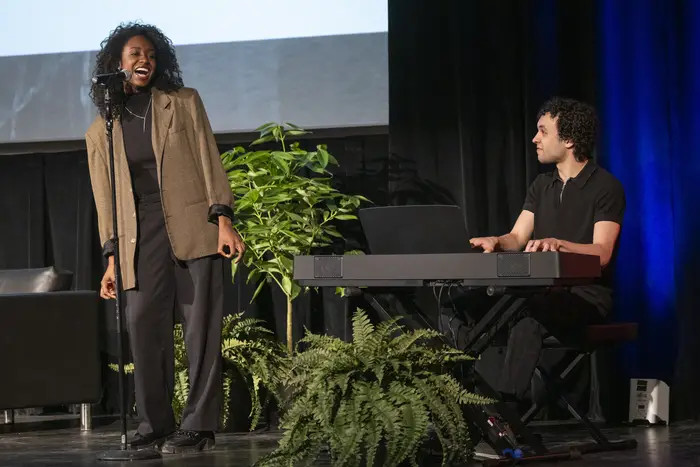 Ava Benson and Noah Van Ess perform during the 2026 MLK Keynote Lecture.