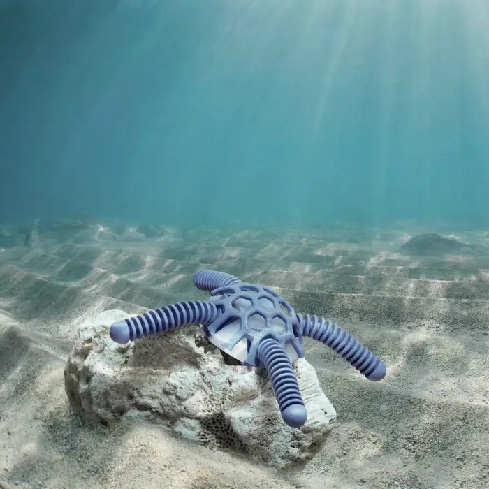 A robot underwater resembling a starfish. 