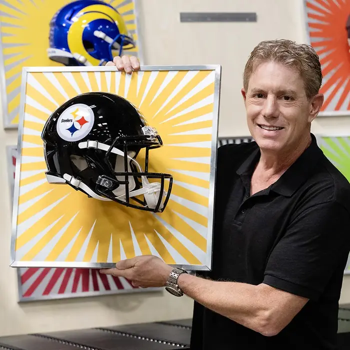 Burton Morris with his Steelers inspired art. 