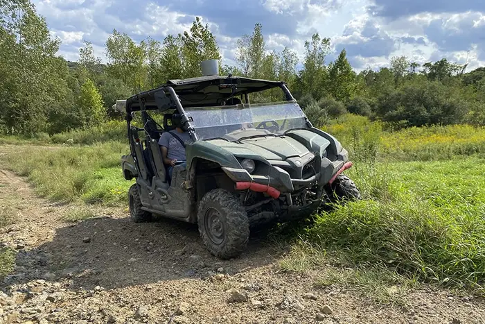An AV in a field