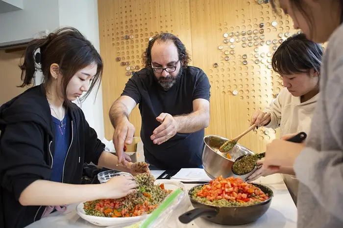 People making a salad