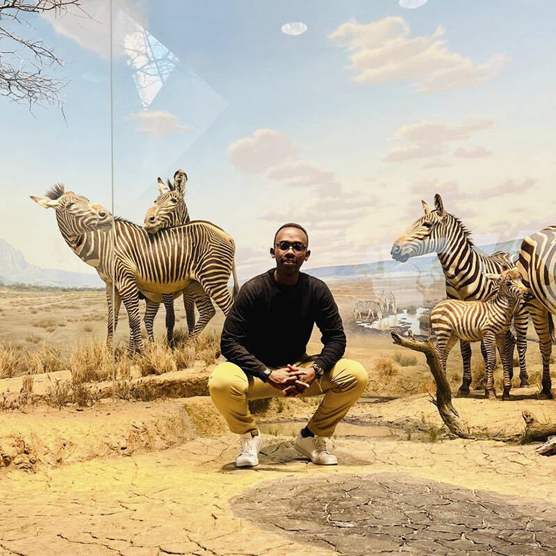 Johncliff Mutungwa enjoys a visit to the Carnegie Museum of Natural History.