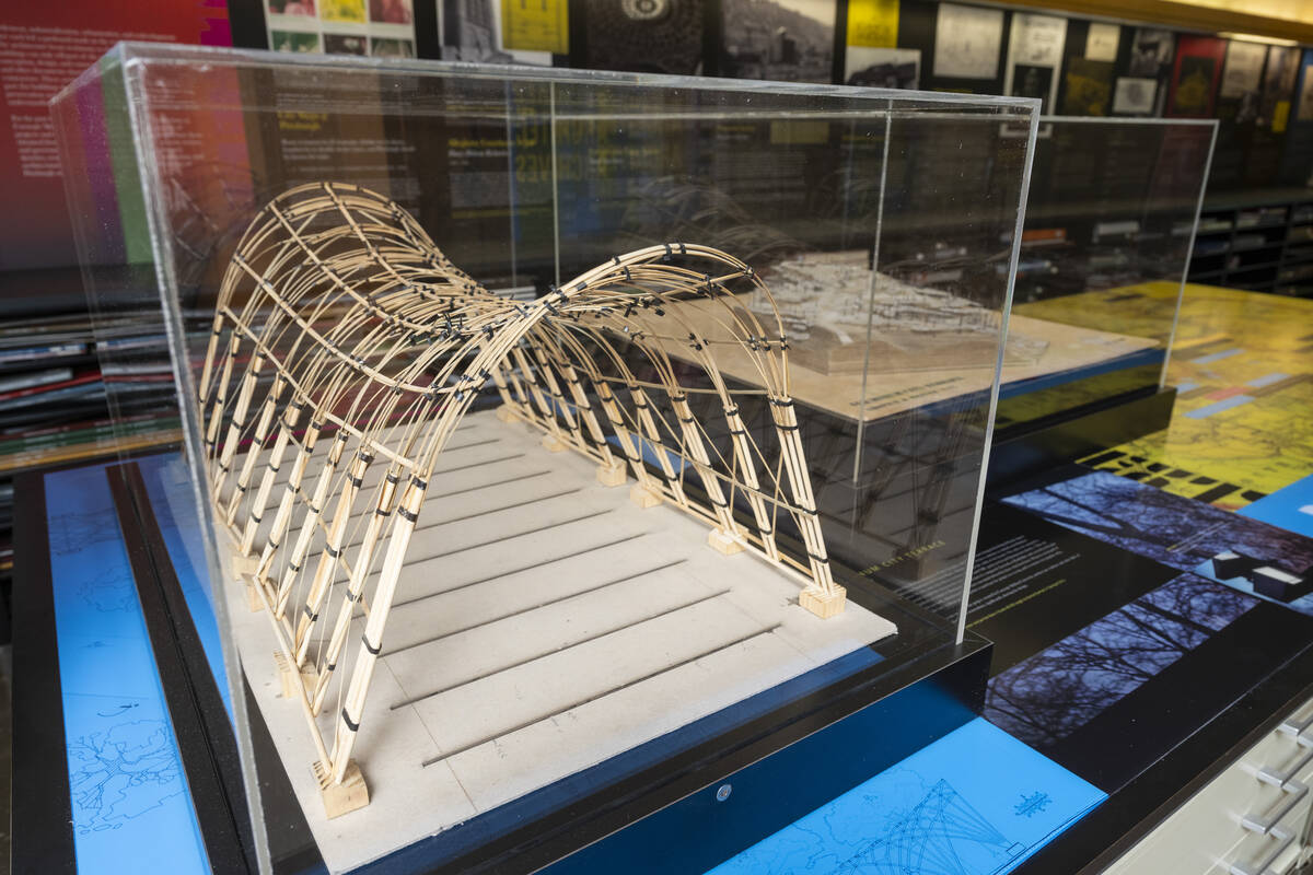 A model of a bamboo gateway designed by National Organization of MinorIty Architecture Students (NOMAS) members from the School of Architecture for the 2023 Spring Carnival.
