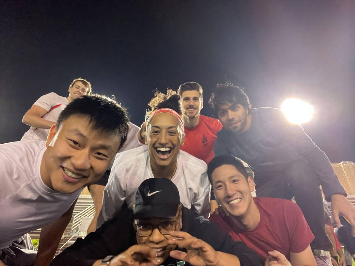 Guynn, center, with the Tepper Flag Football Team.