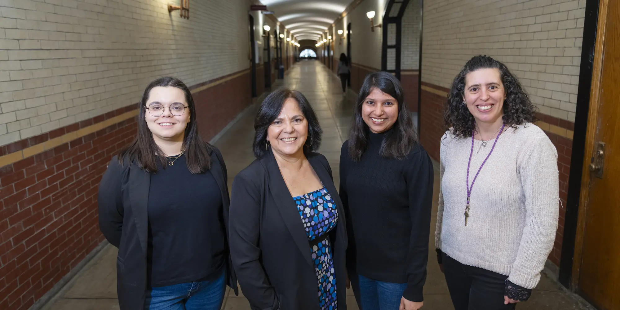 (from left to right) The CMU team consists of Carolina Da Cunha Carreira, a Ph.D. student, Cleotilde Gonzalez, Anu Aggarwal, a research associate, and  Maria Ferreira, a post-doctoral fellow in the Gonzalez lab.