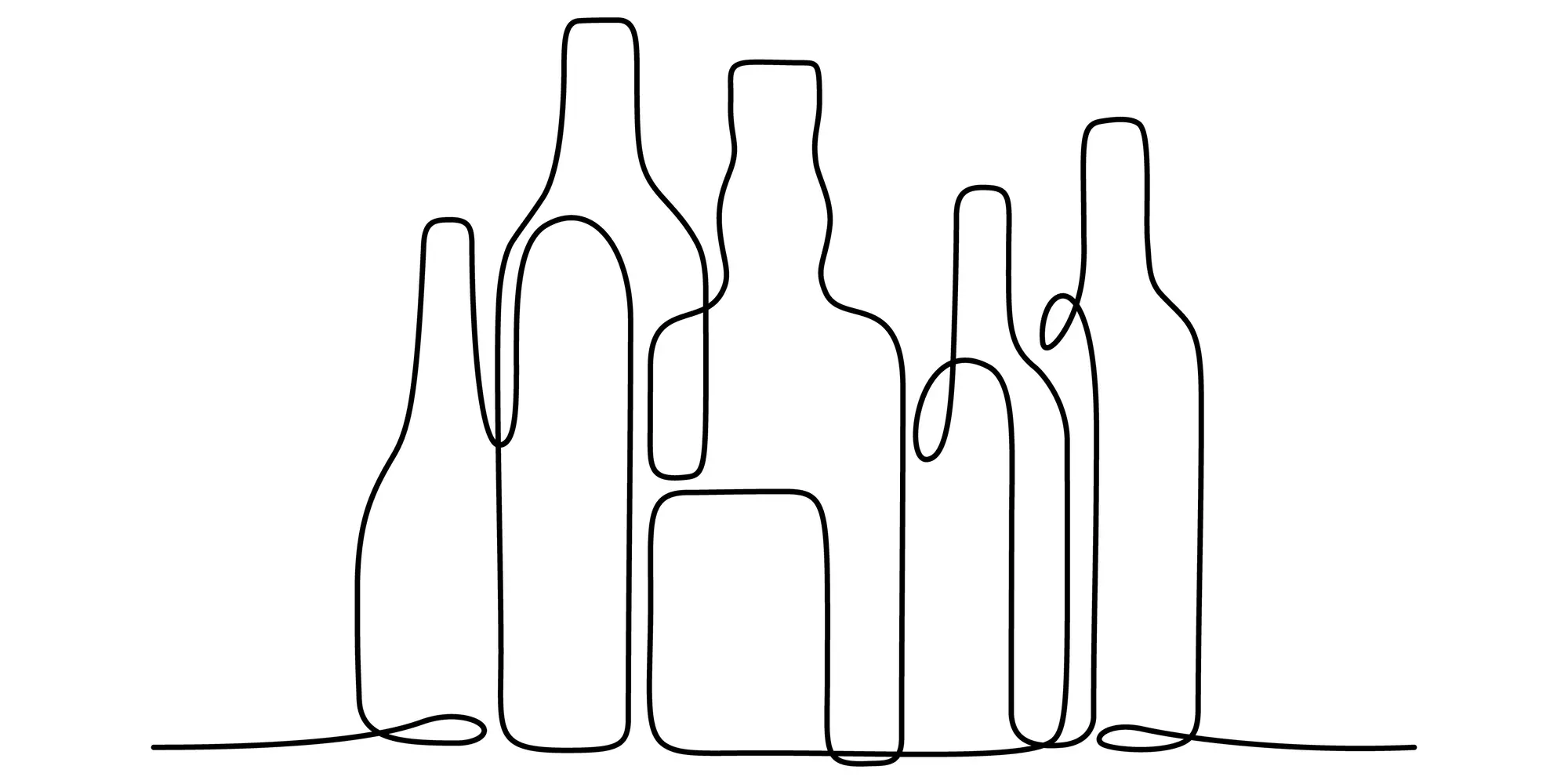 A single-line drawing of bottles.