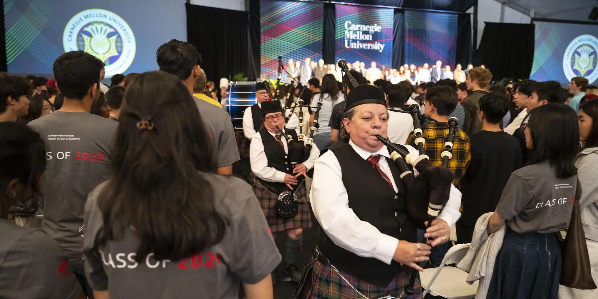 CMU Pipes and Bags march and play at the 2028+ Convocation ceremony.