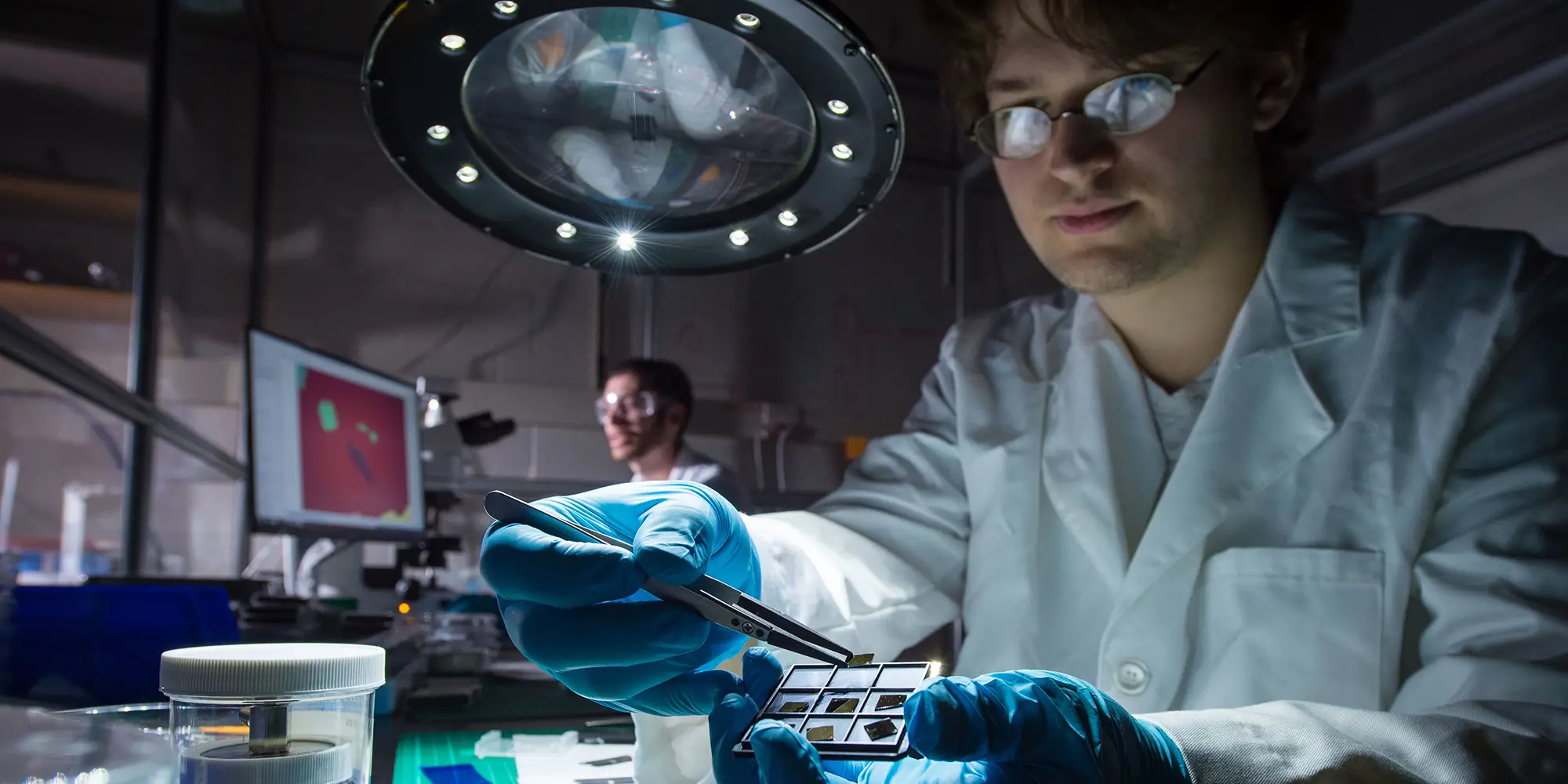 A student working in a lab.