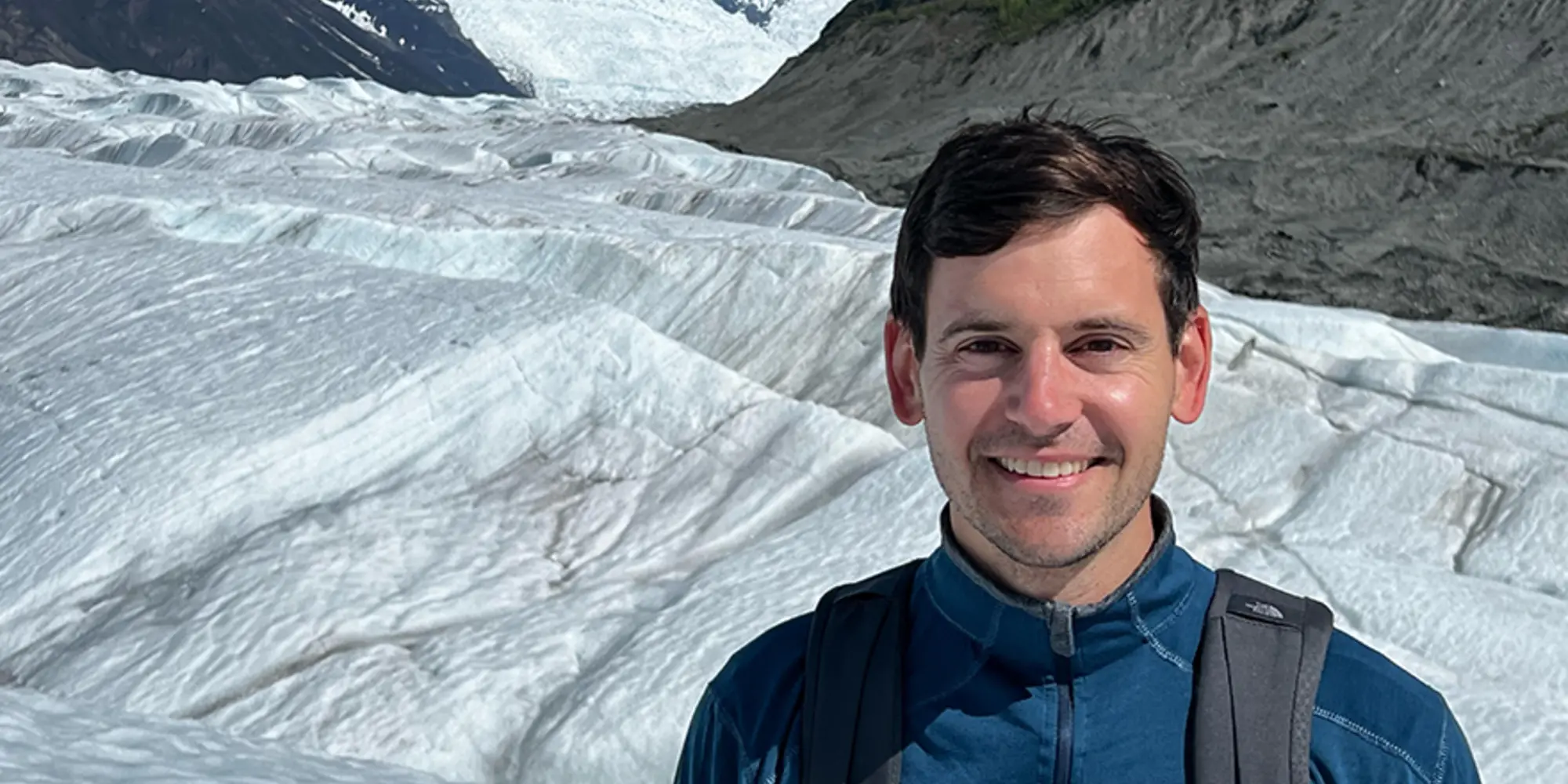 David Rounce in front of a glacier