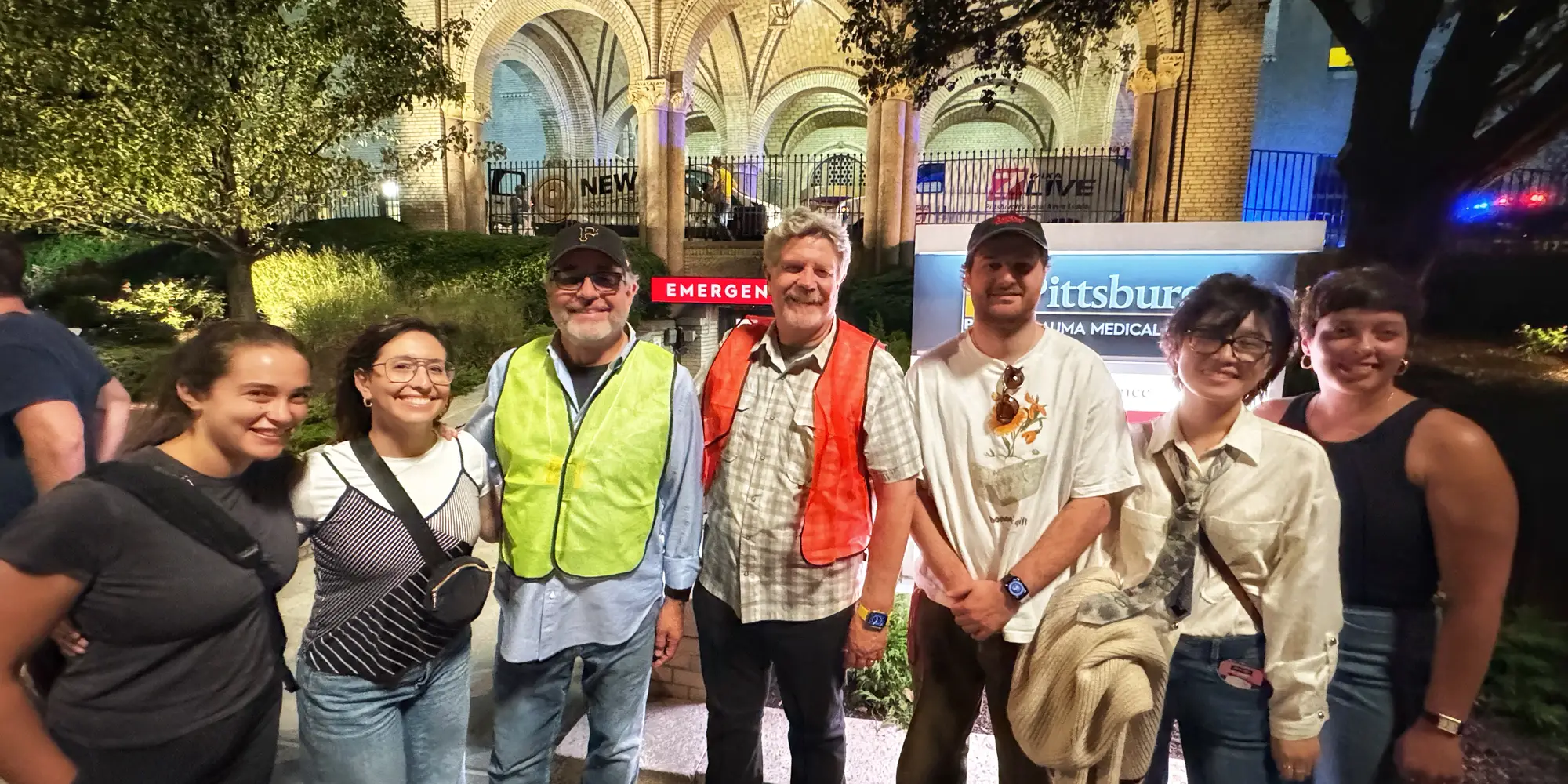 CMU students with John Wells on location in Pittsburgh for a September 2024 shoot of “The Pitt.”