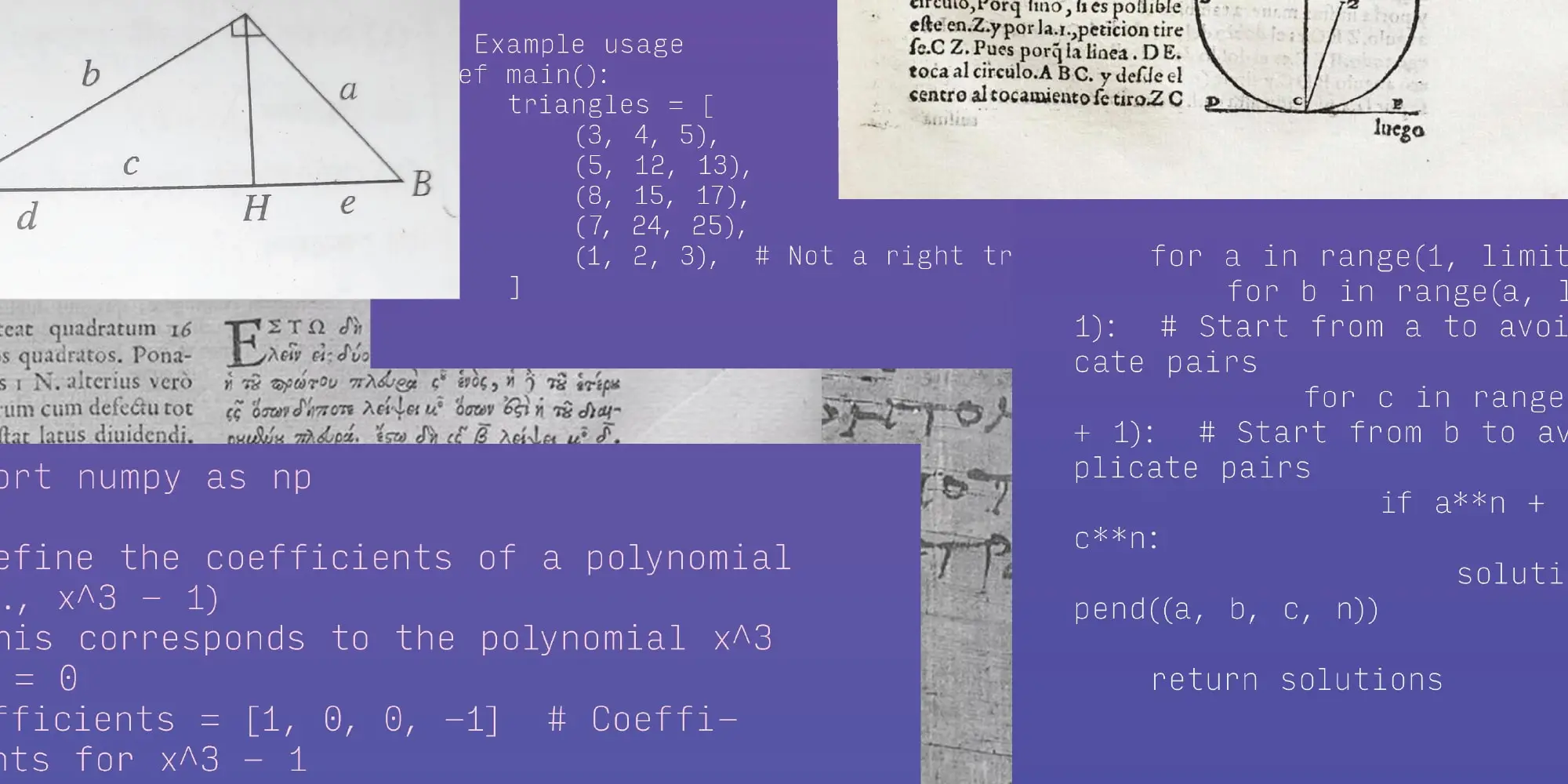 Collage with math equations, figures, symbols, and numbers