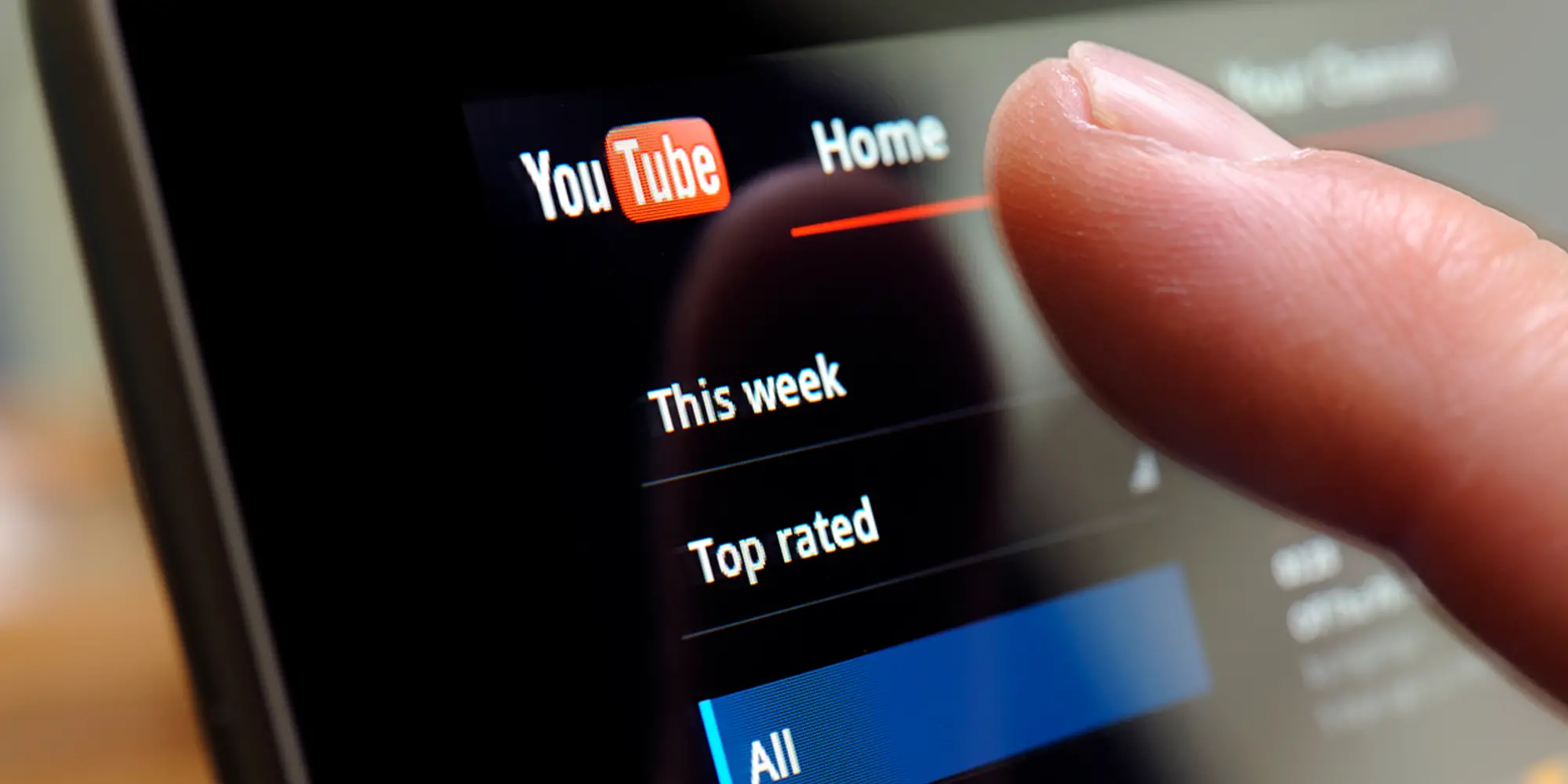 A stock image showing the YouTube homepage.