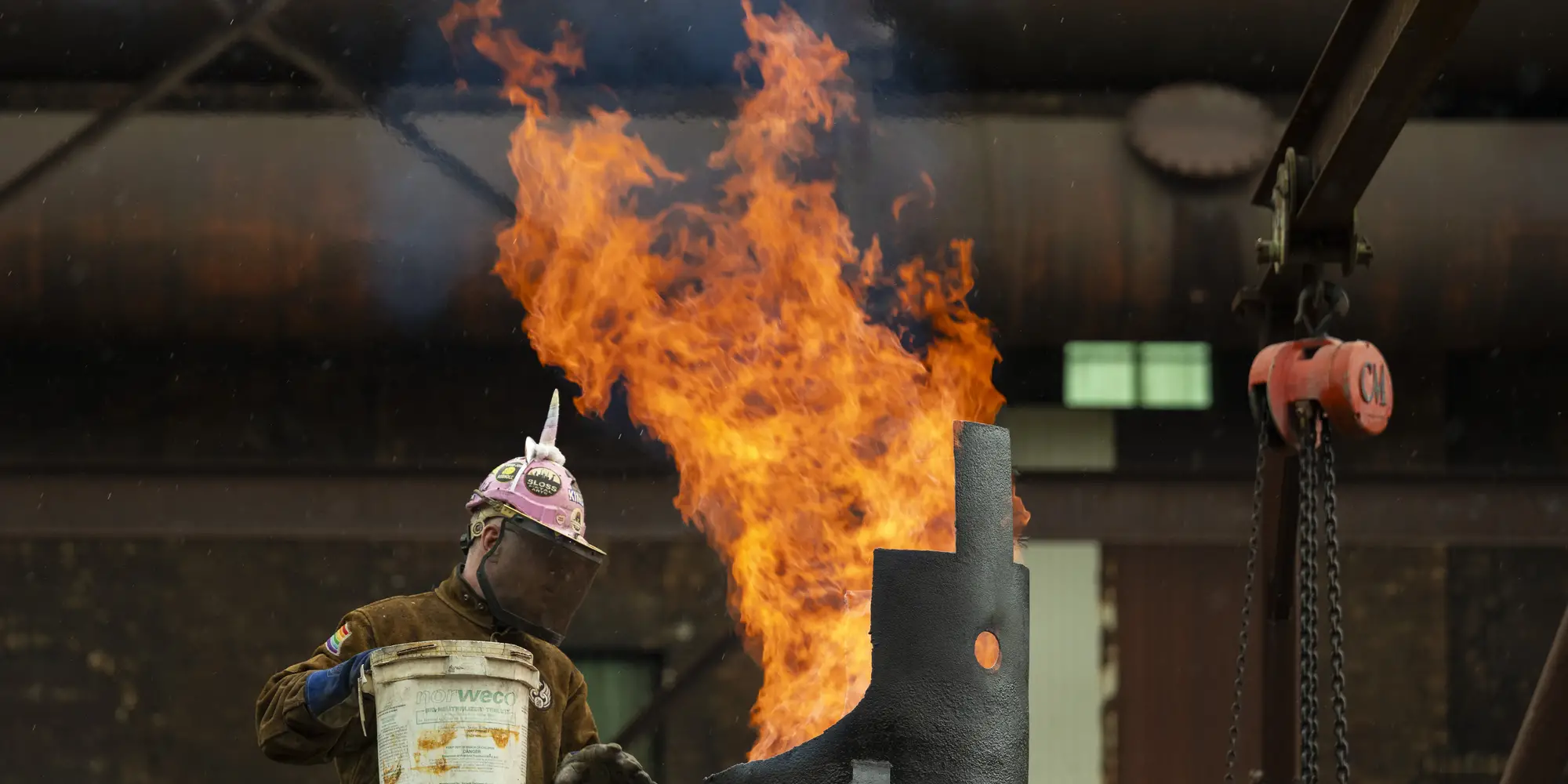 A large flame at the Carrie Furnace. 