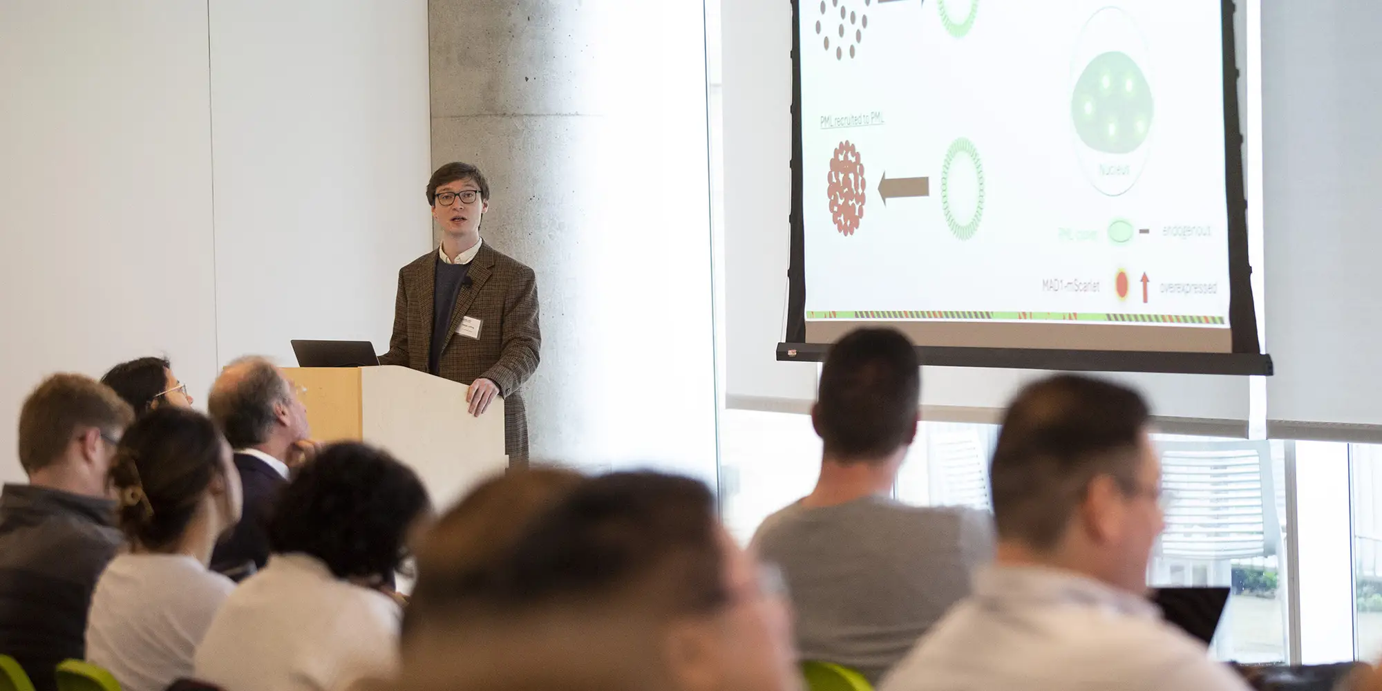 A speaker at the Pittsburgh Biomolecular Condensates Conference.