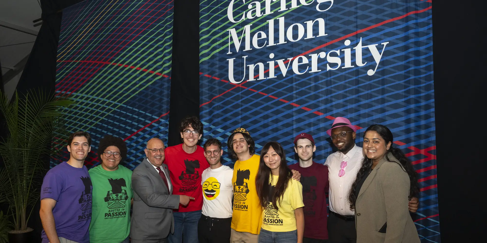 Farnam Jahanian with a group of students.