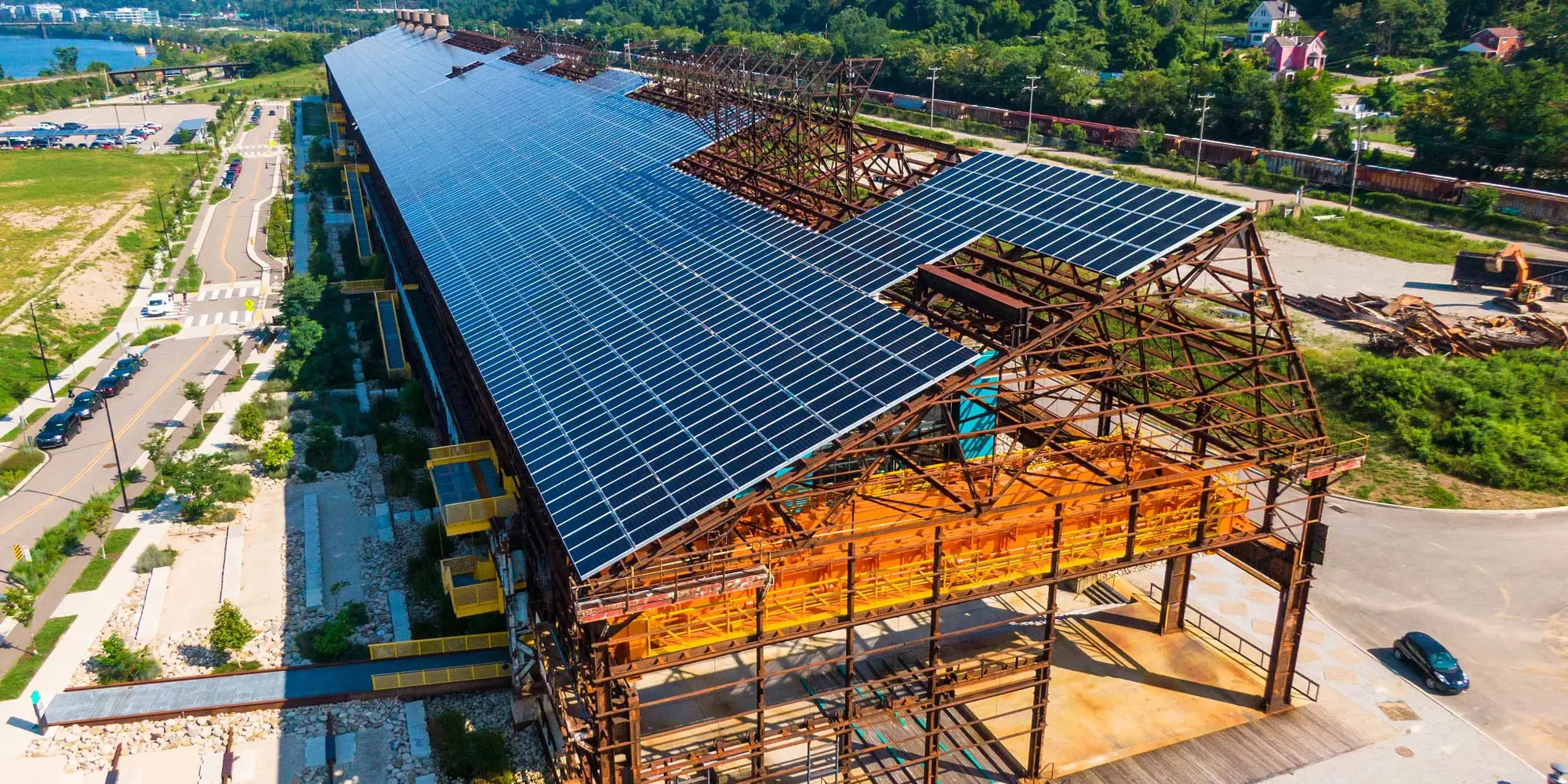 Solar panels on the roof of the Robotics Innovation Center