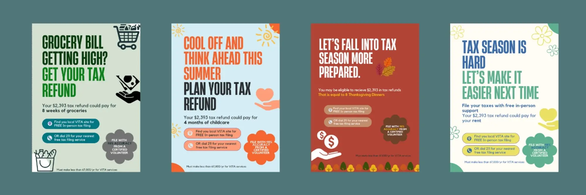 4 posters created to raise awareness of the EITC