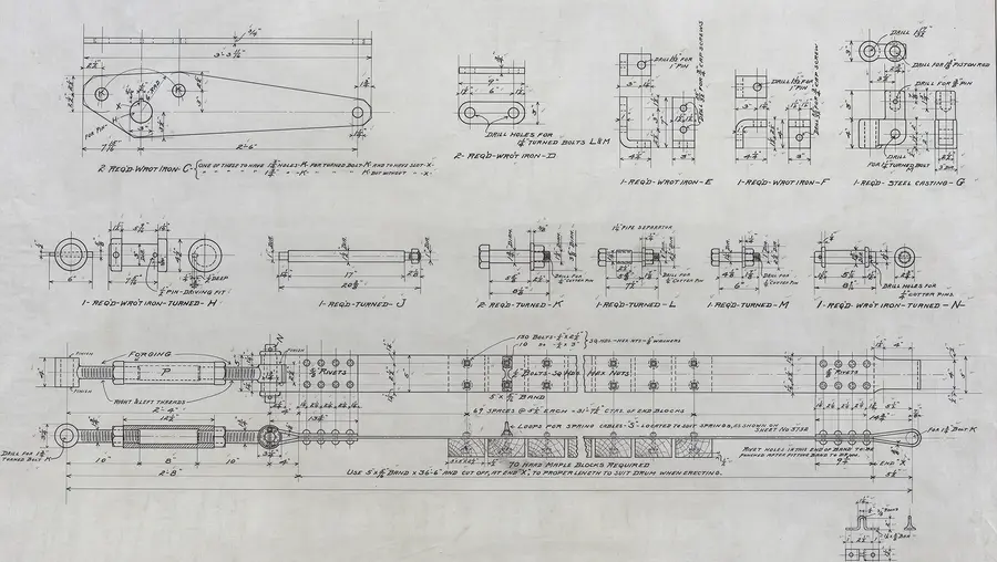 A technical drawing of part of the Duquesne Incline