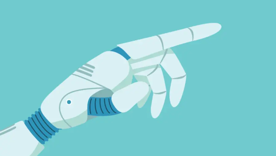 A graphic depicting a robotic hand.