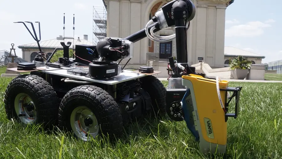 Robot on grass.