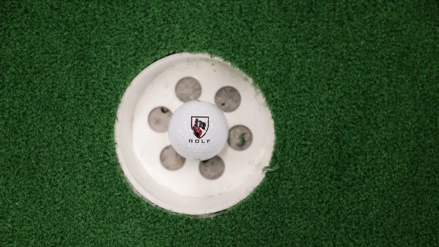 A CMU golf ball in a hole. 