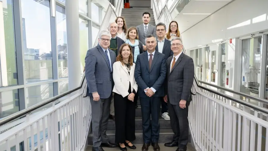 Portuguese Minister of Education, Science and Innovation, Fernando Alexandre Pittsburgh and Secretary of State for Science Ana Paiva pose for a picture with CMU community members during their first visit to the Pittsburgh campus.