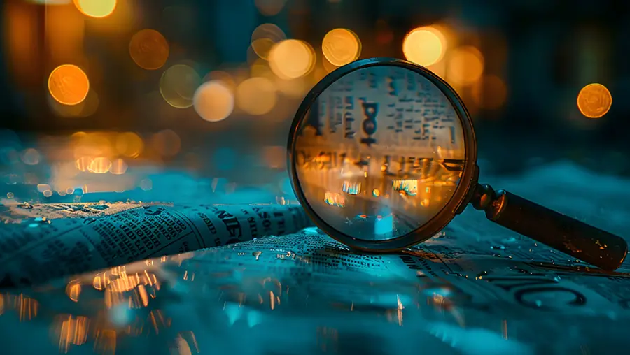 Magnifying glass on top of newspaper