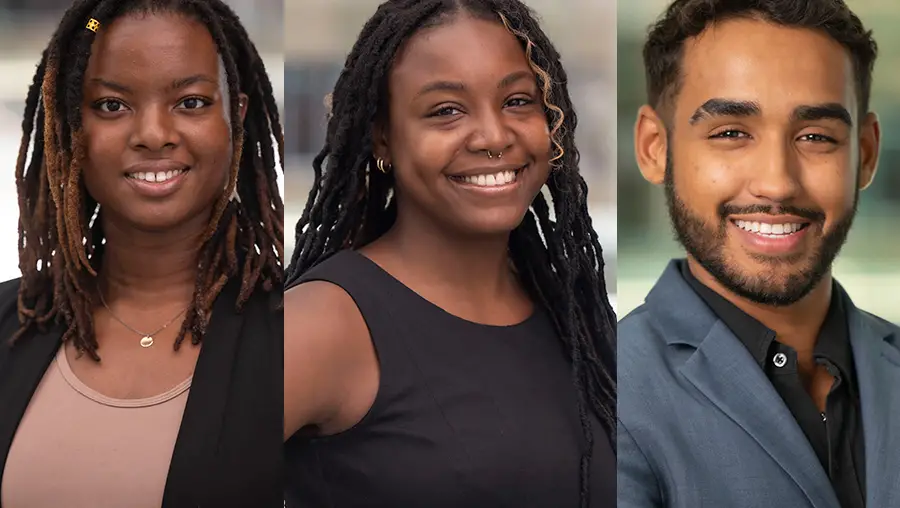 three headshots of Rales Fellows