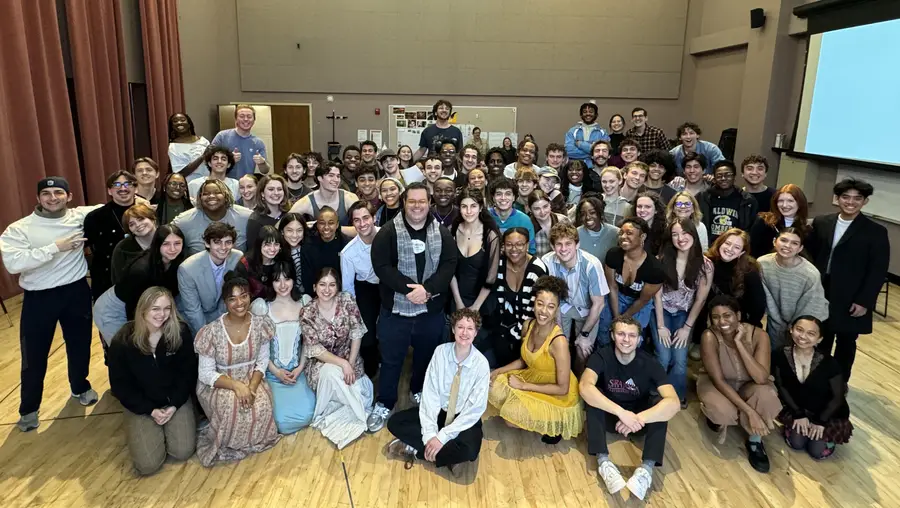 Josh Gad with a group of CMU acting students