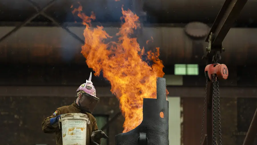 A large flame at the Carrie Furnace. 