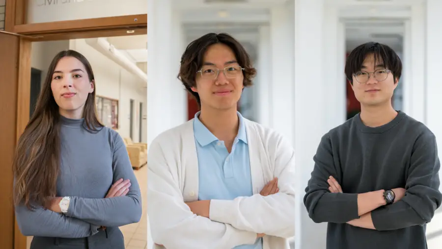 Goldwater Scholars Jana Reiser, Hyojae Park and Sheng Shu.