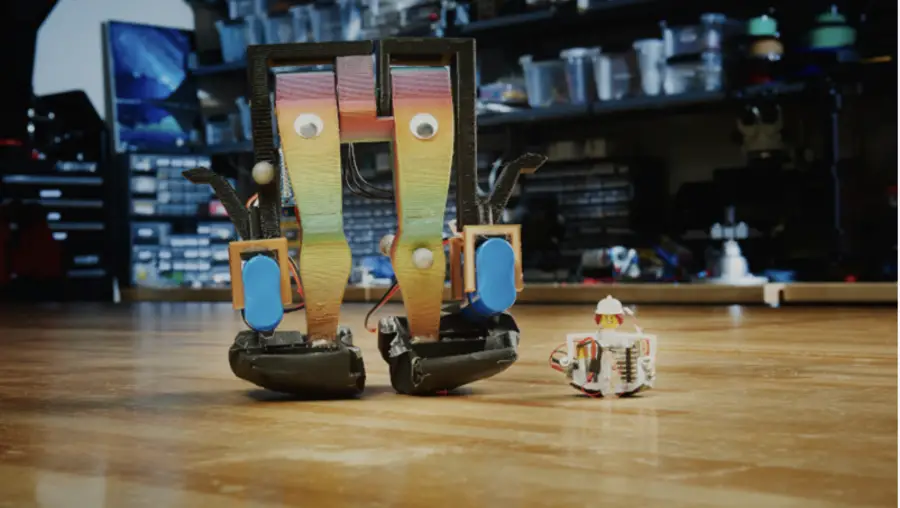 Bipedal robots Mugatu and Zippy.