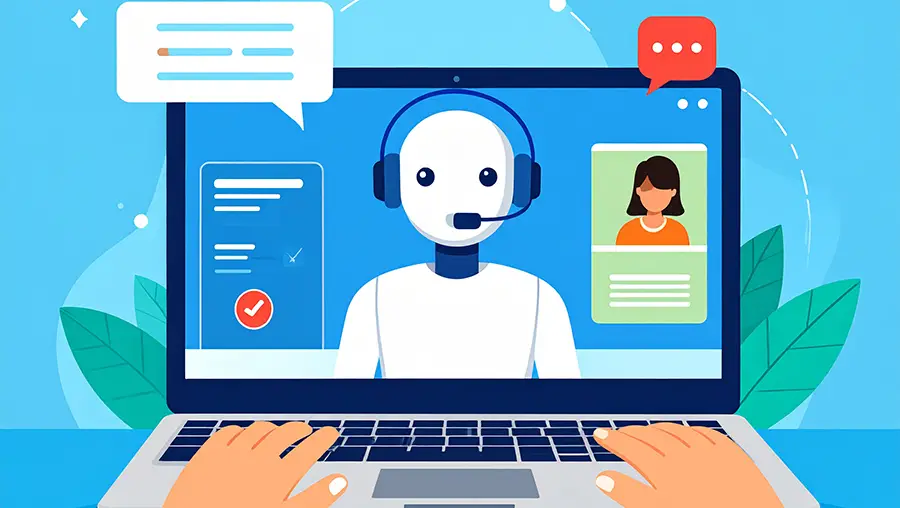 Person talking to a AI chatbot on a computer