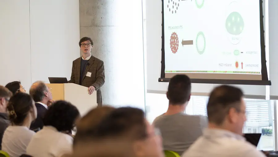 A speaker at the Pittsburgh Biomolecular Condensates Conference.