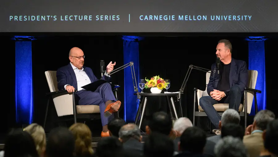 Rene Haas and Farnam Jahanian at CMU's President's Lecture series.