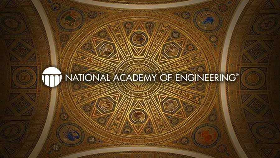 A photo of a ceiling with the text "National Academy of Engineering" overlaid. 