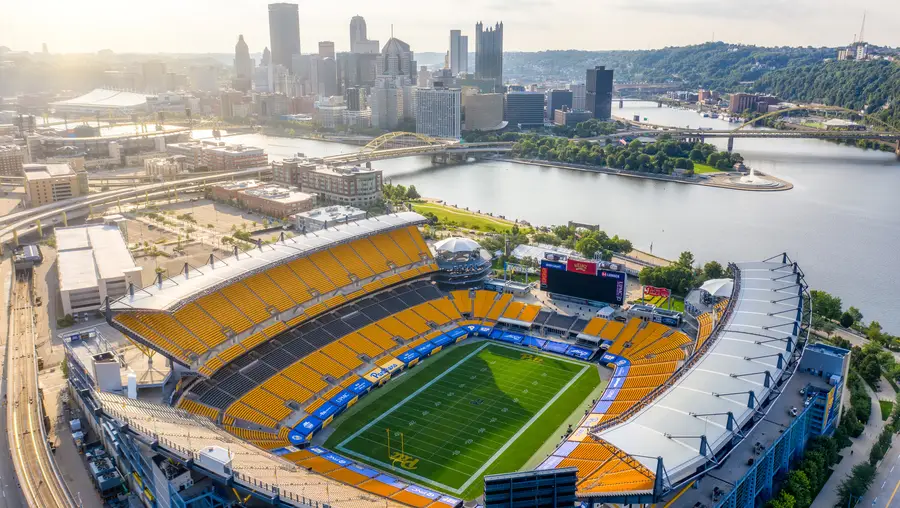 Aerial shot of Acrisure Stadium by Dustin McGrew / Visit Pittsburgh
