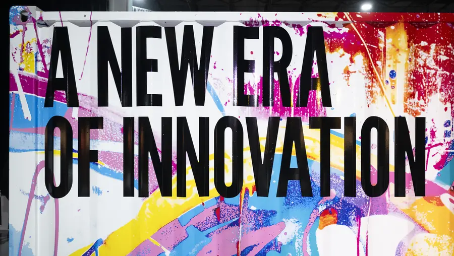 A colorful mural that reads "A NEW ERA OF INNOVATION." 