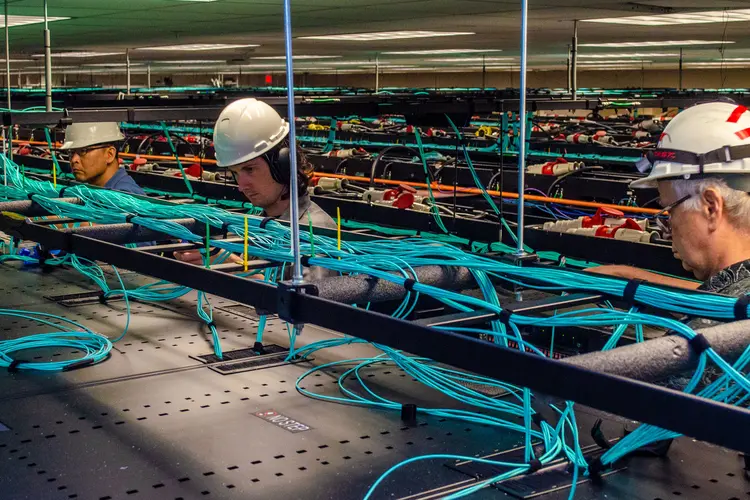 Construction of a supercomputer.