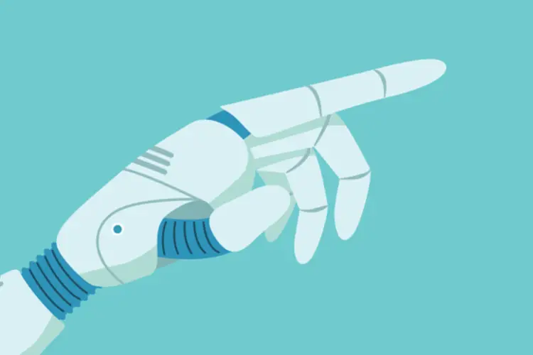 A graphic depicting a robotic hand.