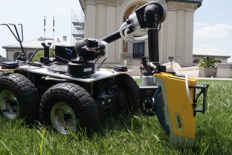 Robot on grass.