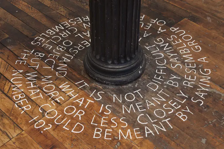 Mel Bochner, "Quotation (Spiral)", 1972, Chalk on floor